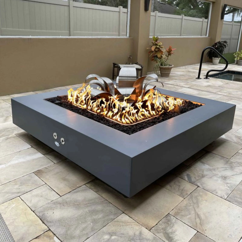 The Outdoor Plus Natural Gas Metal Powder Coat Cabo Square Fire Pit | GW STORE