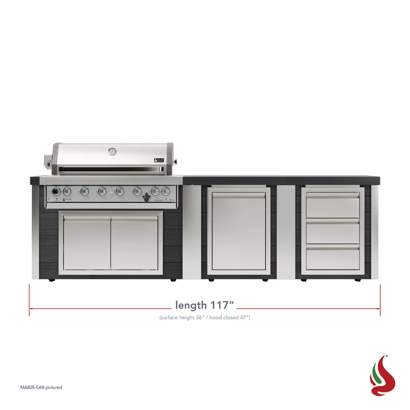 Mont Alpi MA805-EAB Artwood Elite Series 6-Burner Outdoor Kitchen with Storage and Drawers | GW STORE