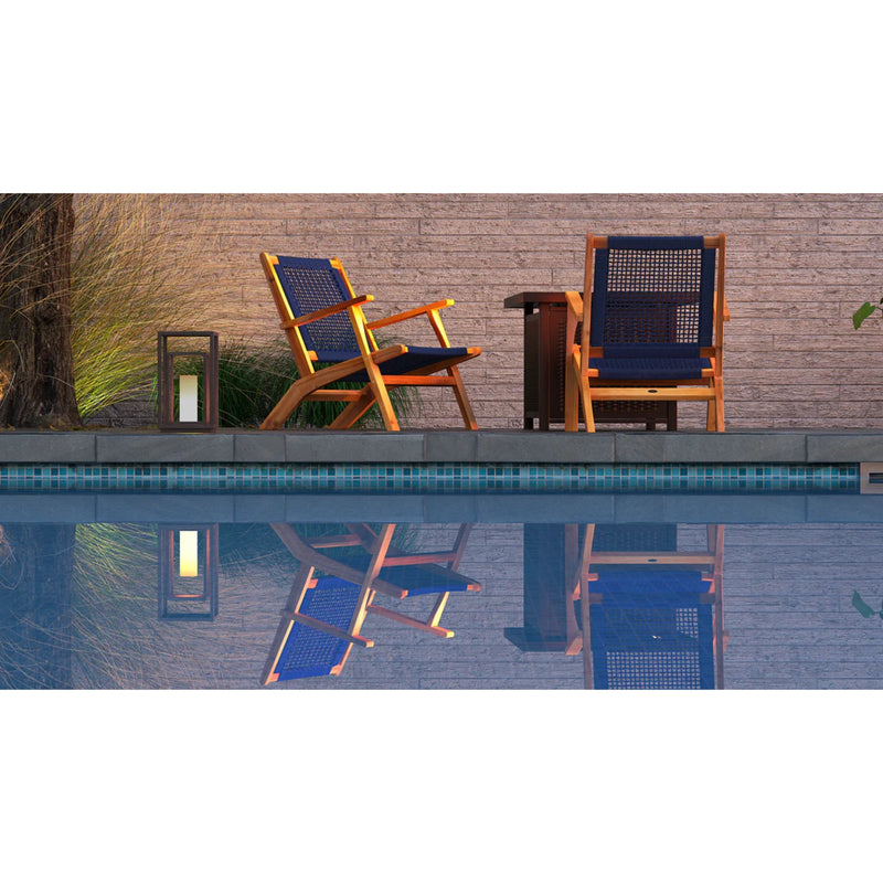 Well Traveled Living Vega Natural Stain Outdoor Chair in Navy Blue Cording | GW STORE