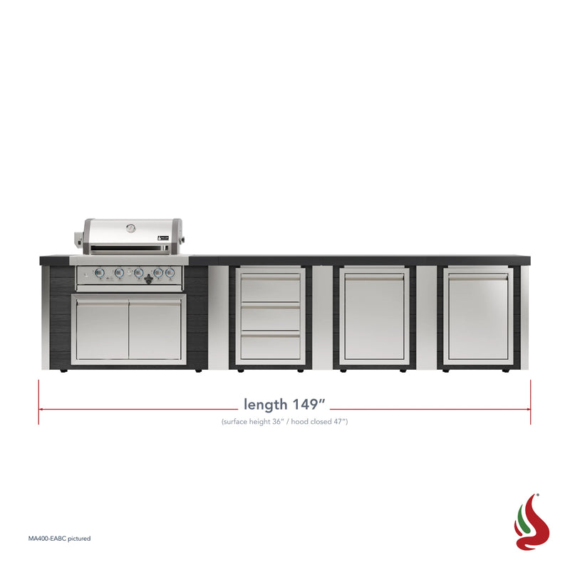 Mont Alpi MA400-EABC Artwood Elite Series 4-Burner Outdoor Kitchen with Storage, Drawers and Trash | GW STORE