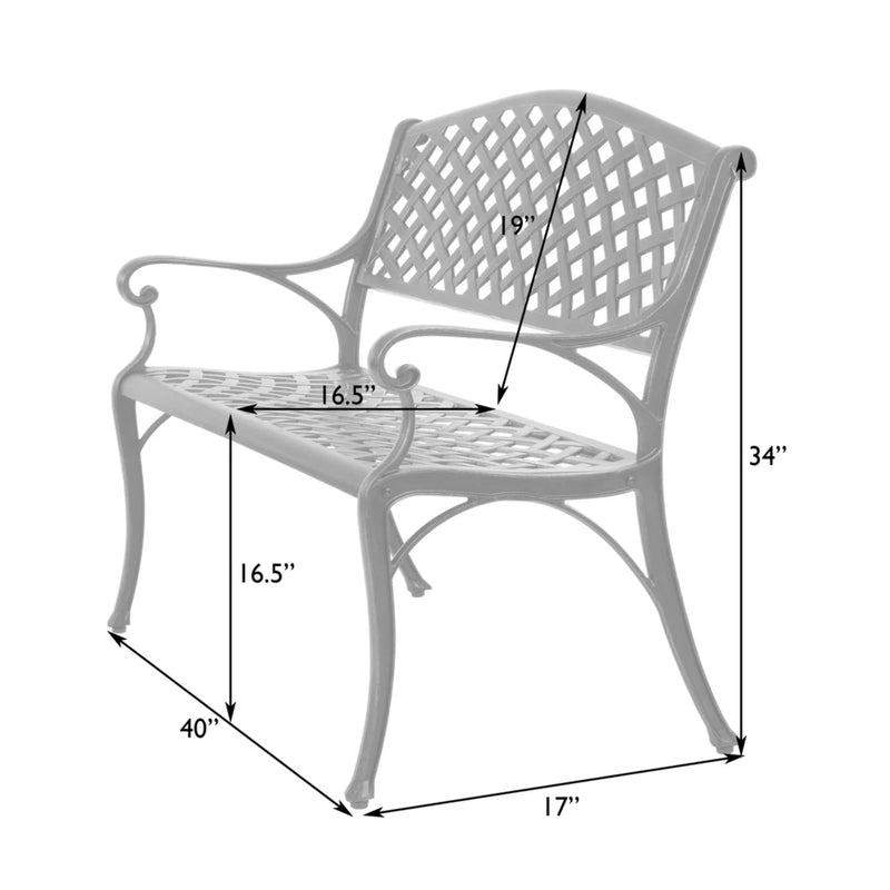 Well Traveled Living Antique Bronze Cast Aluminum Patio Bench | GW STORE