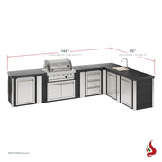 Mont Alpi MA400-E90ABCG Artwood Elite Series 4-Burner L-Shaped Outdoor Kitchen with Sink, Storage, Drawers and Trash | GW STORE