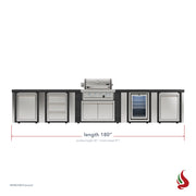 Mont Alpi MA400-EABCD Artwood Elite Series 4-Burner Outdoor Kitchen with Fridge, Storage, Drawers and Trash | GW STORE
