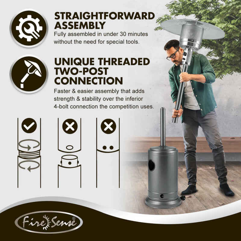 Well Traveled Living Hammered Platinum Commercial Propane Patio Heater | GW STORE