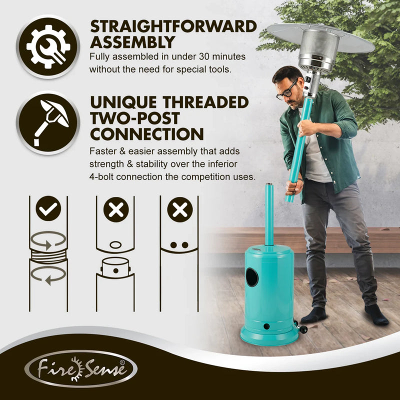 Well Traveled Living Aqua Blue Powder Coated Propane Patio Heater | GW STORE