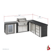 Mont Alpi MA400-E90ABD Artwood Elite Series 4-Burner L-Shaped Outdoor Kitchen with Fridge, Storage and Drawers | GW STORE