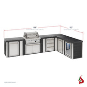 Mont Alpi MA400-E90ABCD Artwood Elite Series 4-Burner L-Shaped Outdoor Kitchen with Fridge, Storage, Drawers and Trash | GW STORE