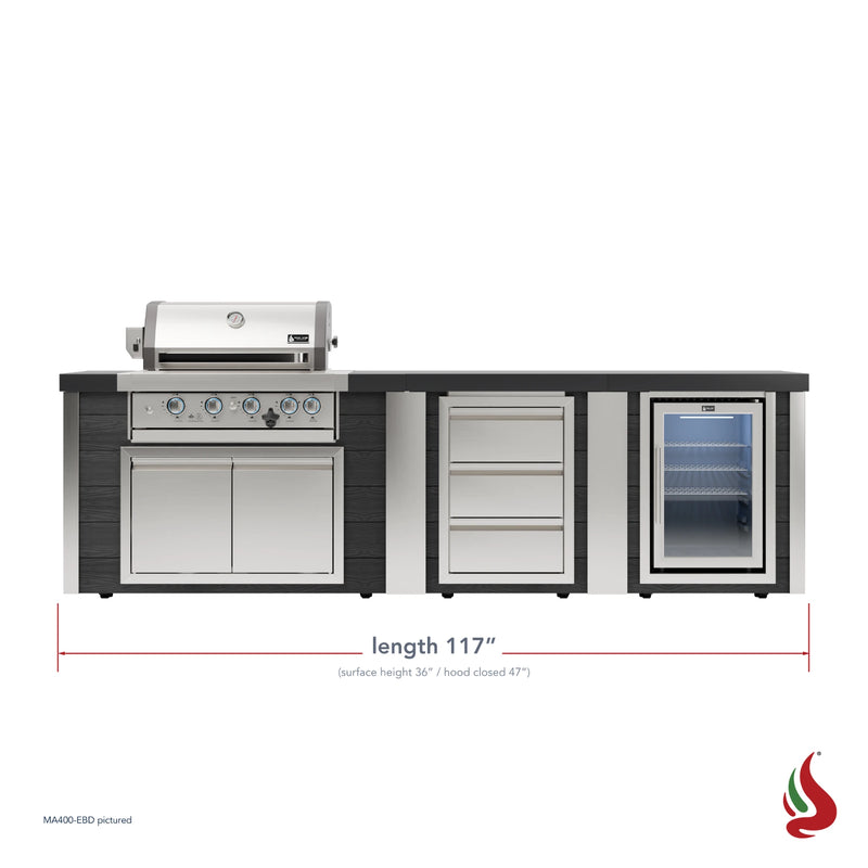 Mont Alpi MA400-EBD Artwood Elite Series 4-Burner Outdoor Kitchen with Fridge and Drawers | GW STORE
