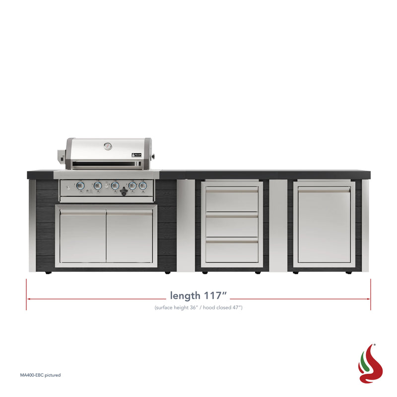Mont Alpi MA400-EBC Artwood Elite Series 4-Burner Outdoor Kitchen with Drawers and Trash | GW STORE