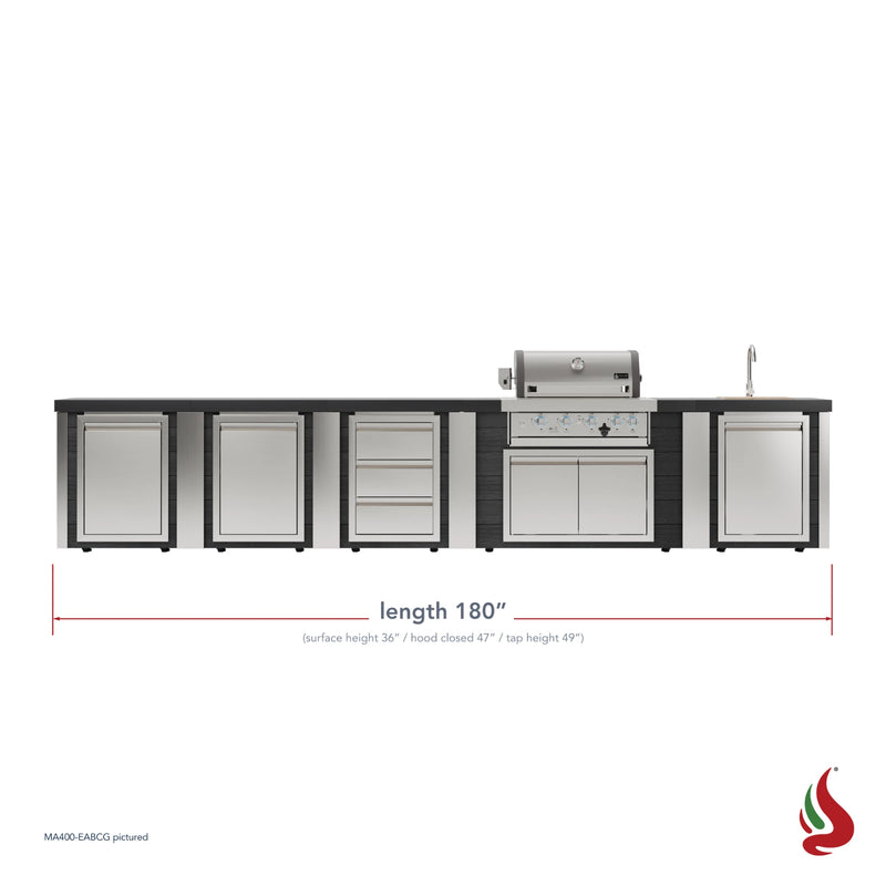 Mont Alpi MA400-EABCG Artwood Elite Series 4-Burner Outdoor Kitchen with Sink, Storage, Drawers and Trash | GW STORE