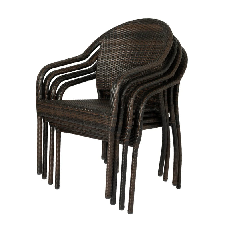 Well Traveled Living Rhodos Café Chair in Mocha All-weather Wicker Set | GW STORE