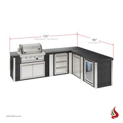 Mont Alpi MA400-E90BCD Artwood Elite Series 4-Burner L-Shaped Outdoor Kitchen with Fridge, Drawers and Trash | GW STORE