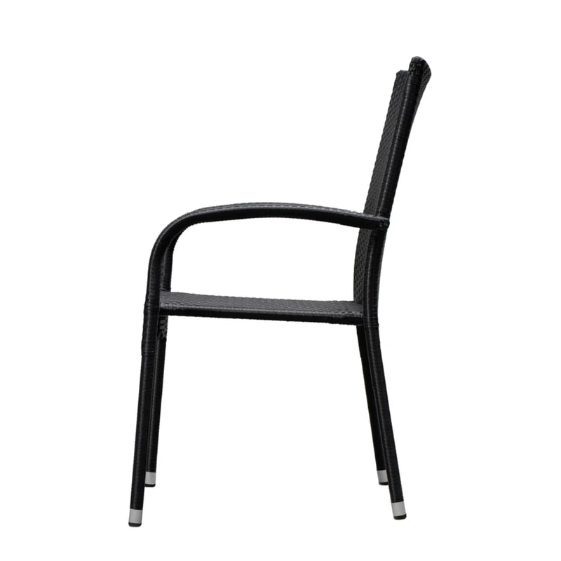 Well Traveled Living Set of 4 Black Morgan Outdoor Wicker Chairs | GW STORE