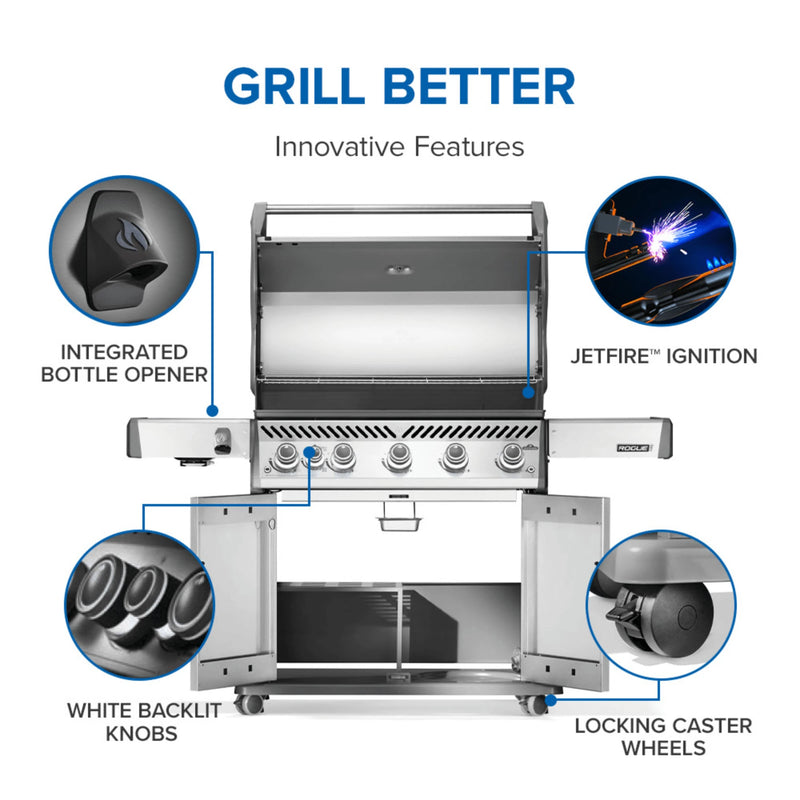 Napoleon Rogue PRO 625 SIB Freestanding Gas Grill w/ Infrared Side Burner | GW STORE