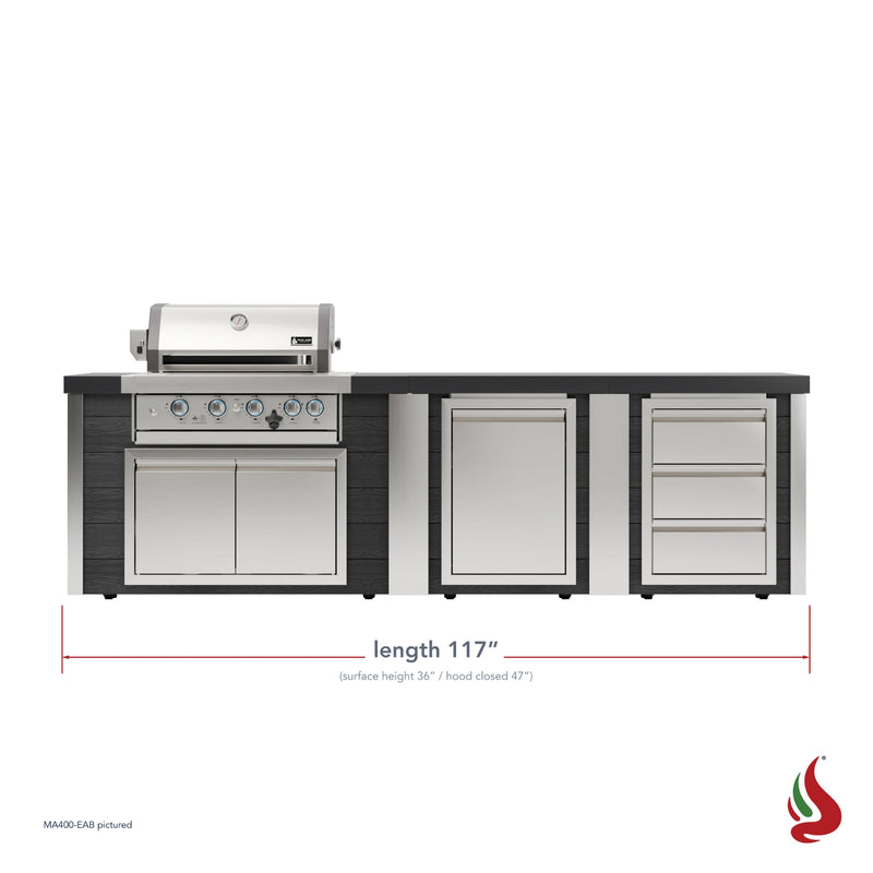 Mont Alpi MA400-EAB Artwood Elite Series 4-Burner Outdoor Kitchen with Storage and Drawers | GW STORE