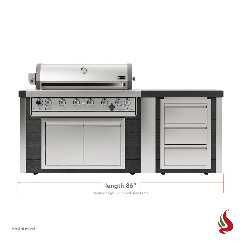 Mont Alpi MA805-EB Artwood Elite Series 6-Burner Outdoor Kitchen with Drawers | GW STORE