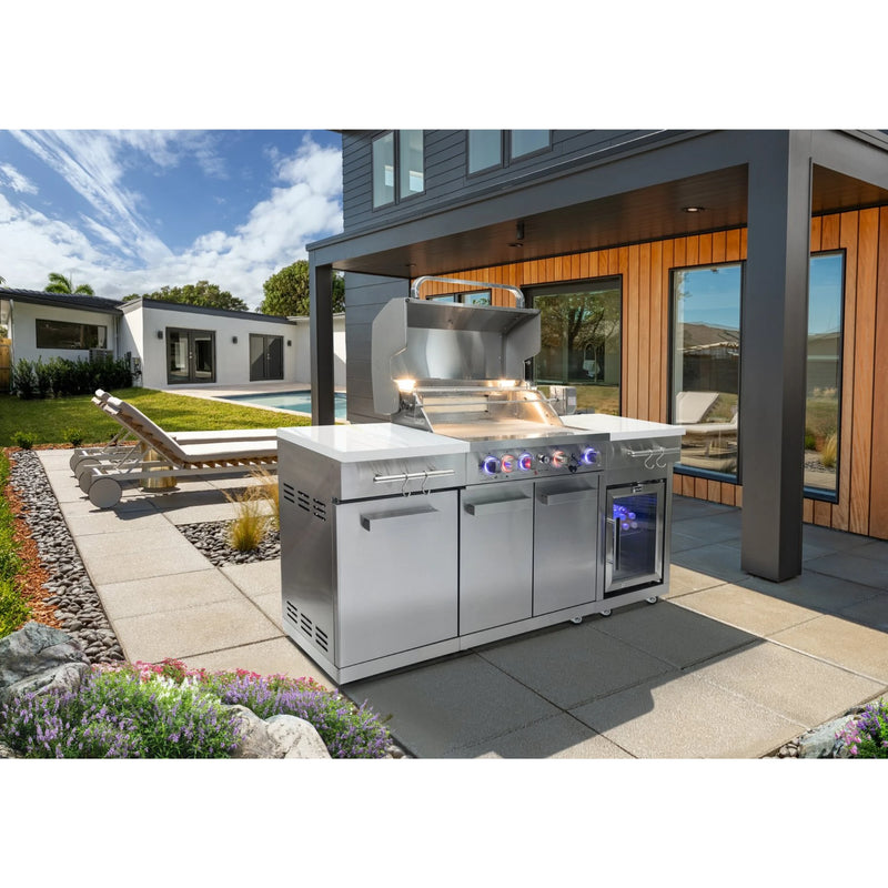 Mont Alpi MA-957RSFC 6 Ft Propane Outdoor Kitchen Island w/ Refrigerator | GW STORE