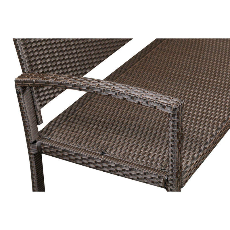 Well Traveled Living Miles Patio Bench in Mocha Wicker | GW STORE