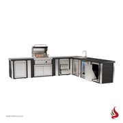 Mont Alpi MA400-E90ABCDG Artwood Elite Series 4-Burner L-Shaped Outdoor Kitchen with Fridge, Sink, Storage, Drawers and Trash | GW STORE