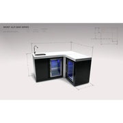 Mont Alpi Black Beverage Center w/ 90 Degree Corner & Fridge Cabinet | GW STORE