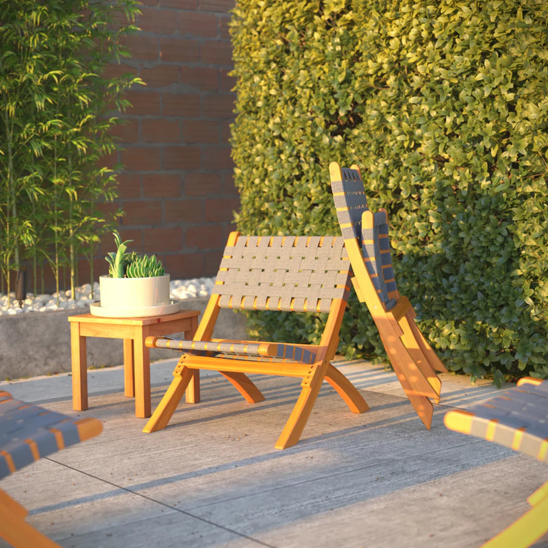 Well Traveled Living Sava Folding Chair in Warm Gray Webbing | GW STORE