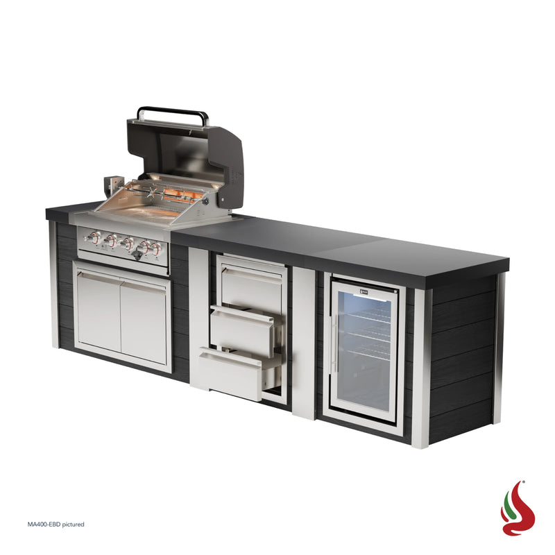 Mont Alpi MA400-EBD Artwood Elite Series 4-Burner Outdoor Kitchen with Fridge and Drawers | GW STORE