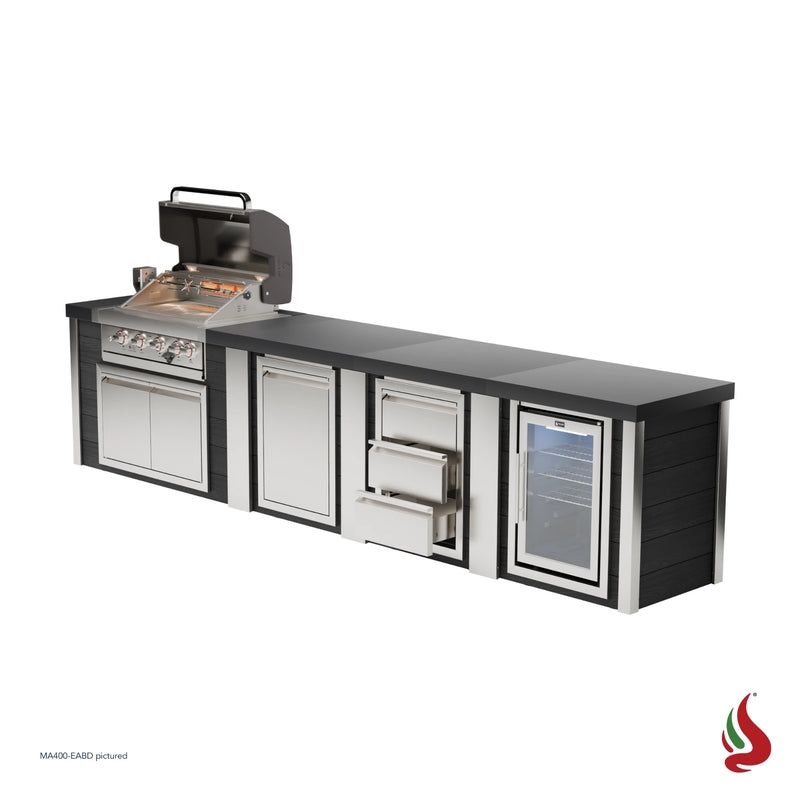 Mont Alpi MA400-EABD Artwood Elite Series 4-Burner Outdoor Kitchen with Fridge, Storage and Drawers | GW STORE