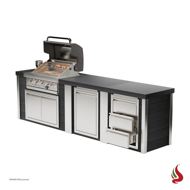 Mont Alpi MA400-EAB Artwood Elite Series 4-Burner Outdoor Kitchen with Storage and Drawers | GW STORE