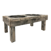 Huntley Pet Berjen Table Small Double Feeder, Whitewash | GW STORE