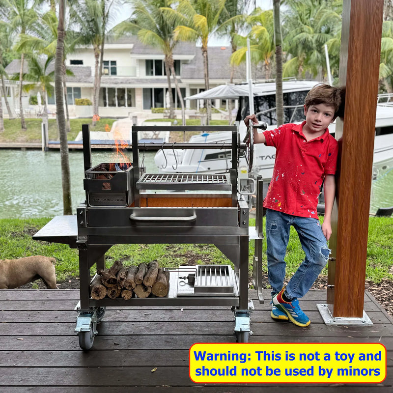 Tagwood BBQ03SS MINI Argentine Santa Maria Freestanding Charcoal Gaucho Grill | GW STORE