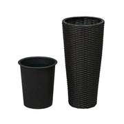 Well Traveled Living Noah Round Wicker Planter 2-piece Set in Black | GW STORE