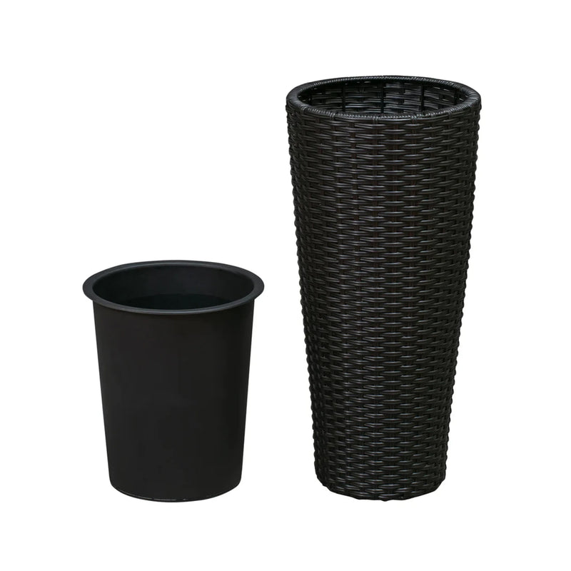 Well Traveled Living Noah Round Wicker Planter 2-piece Set in Black | GW STORE