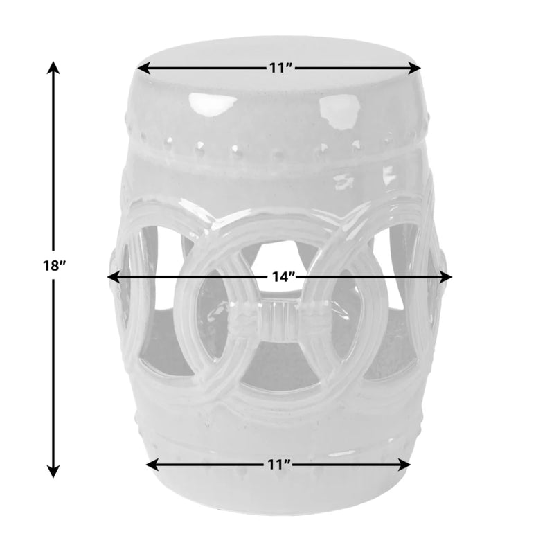 Well Traveled Living Large Medallion Ceramic Stool in Olive Jade Green | GW STORE