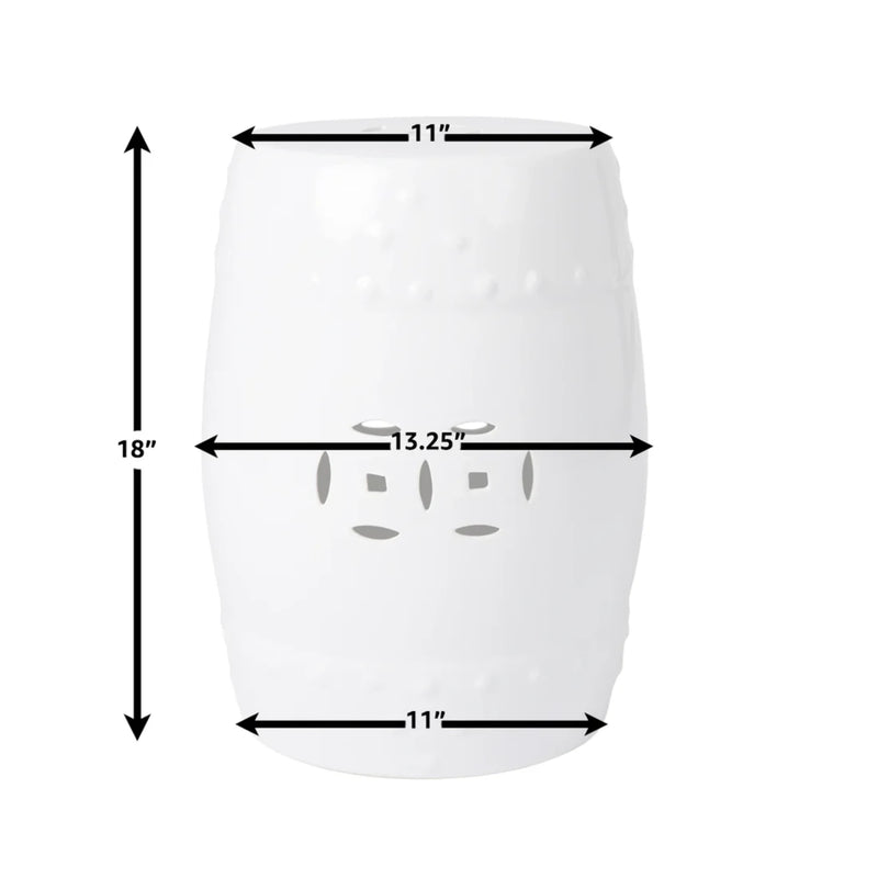 Well Traveled Living Double-Medallion Ceramic Stool in Optic White | GW STORE