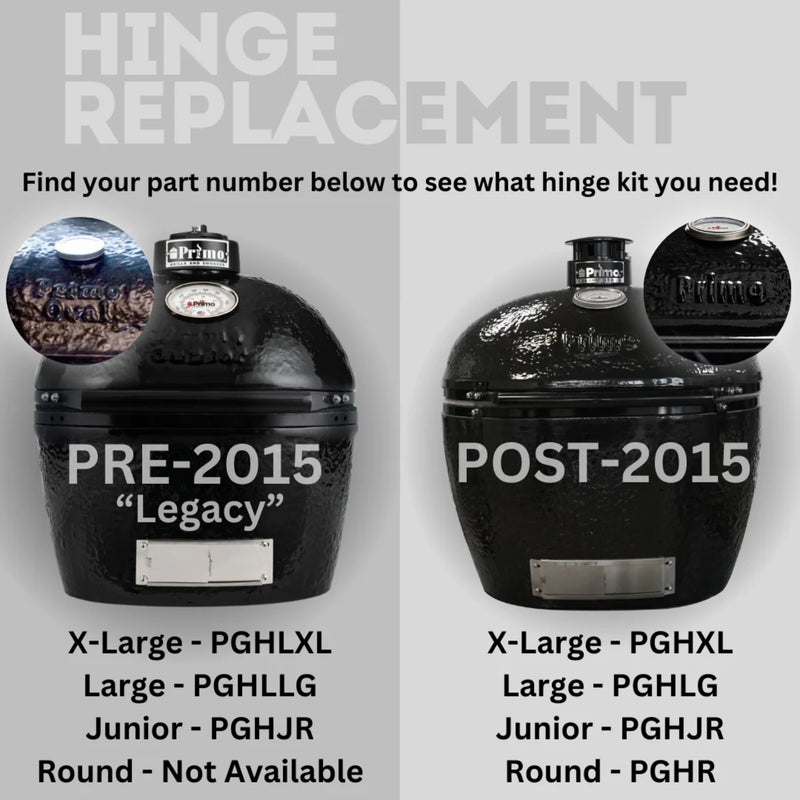 Primo PGHLXL Hinge and Handle Kit with Straight Edge Bands for Oval XL 400 (Pre 2015)