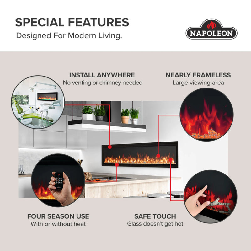 Napoleon Entice™ 72 Wall-Hanging Electric Fireplace | GW STORE