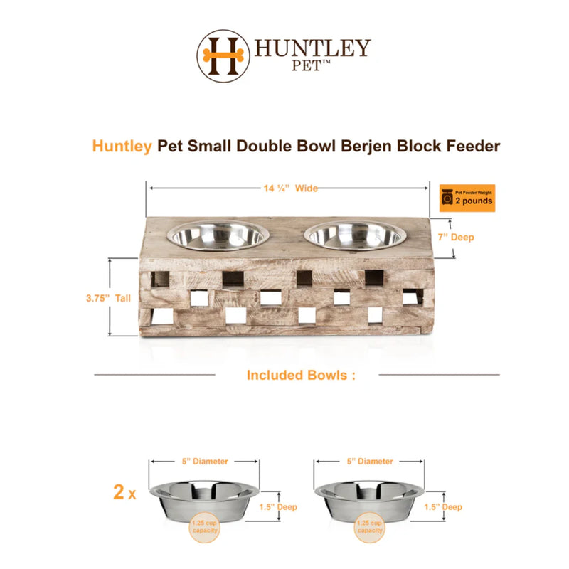 Huntley Pet Berjen Block Small Double Feeder | GW STORE