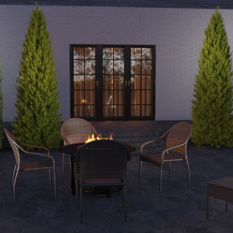 Well Traveled Living Rhodos Café Chair in Mocha All-weather Wicker Set | GW STORE