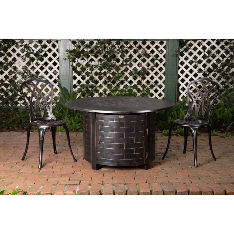 Well Traveled Living Perissa Woven Round Aluminum Propane Fire Pit | GW STORE