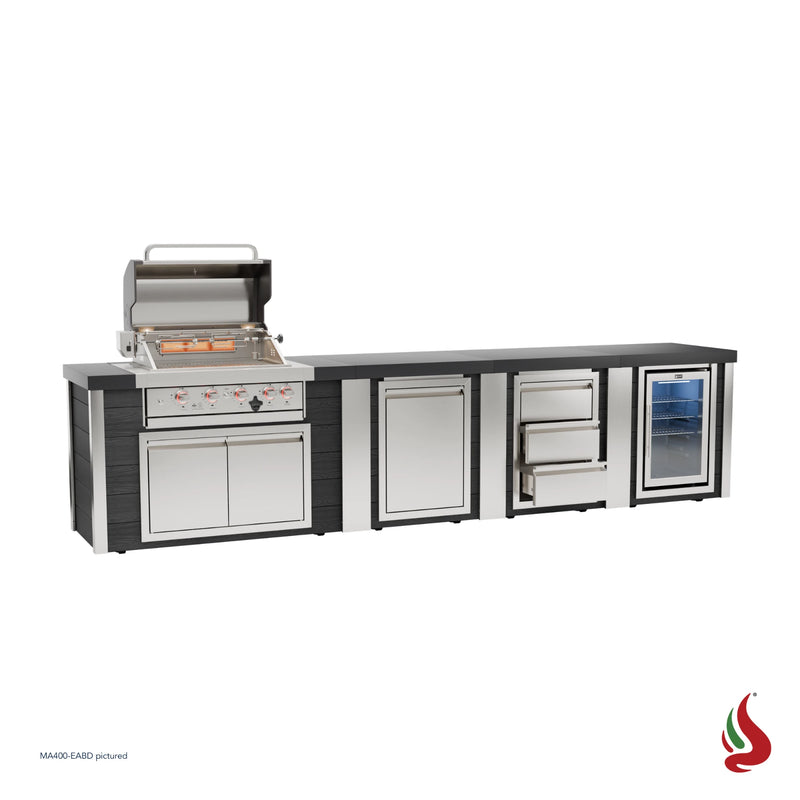 Mont Alpi MA400-EABD Artwood Elite Series 4-Burner Outdoor Kitchen with Fridge, Storage and Drawers | GW STORE