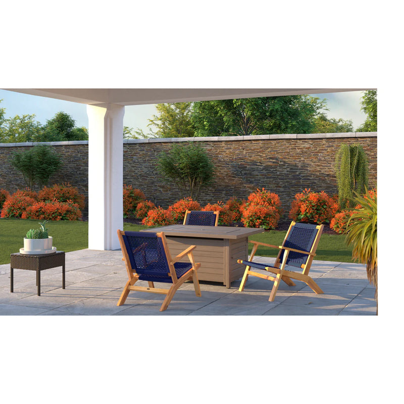 Well Traveled Living Vega Natural Stain Outdoor Chair in Navy Blue Cording | GW STORE
