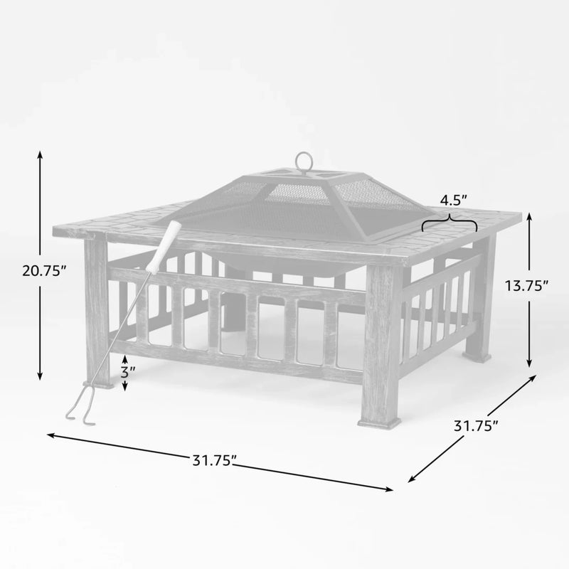Well Traveled Living Foxdale Square Wood-Burning Fire Pit | GW STORE