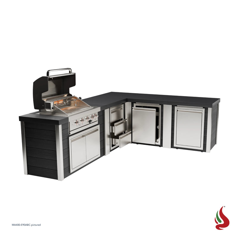 Mont Alpi MA400-E90ABC Artwood Elite Series 4-Burner L-Shaped Outdoor Kitchen with Storage, Drawers and Trash | GW STORE