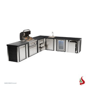 Mont Alpi MA400-E90ABCDG Artwood Elite Series 4-Burner L-Shaped Outdoor Kitchen with Fridge, Sink, Storage, Drawers and Trash | GW STORE