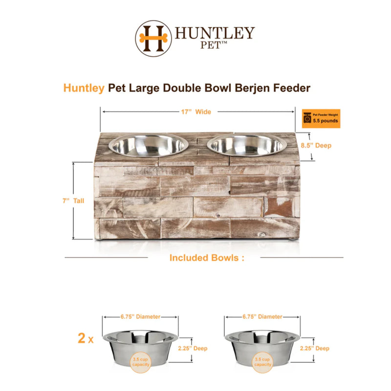 Huntley Pet Berjen Large Double Feeder | GW STORE