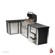 Mont Alpi MA400-E90AB Artwood Elite Series 4-Burner L-Shaped Outdoor Kitchen with Storage and Drawers | GW STORE