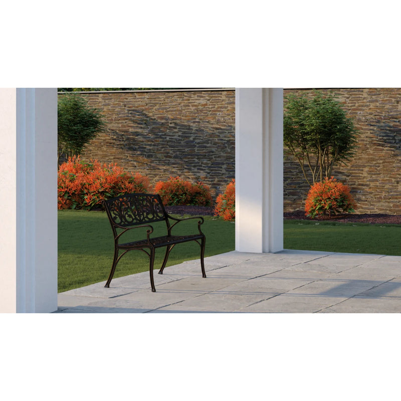 Well Traveled Living Decatur Aluminum Patio Bench in Antique Bronze | GW STORE