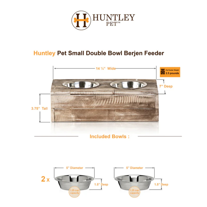 Huntley Pet Berjen Small Double Feeder | GW STORE
