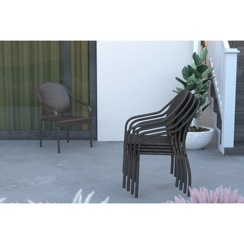 Well Traveled Living Rhodos Café Chair in Mocha All-weather Wicker Set | GW STORE