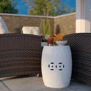 Well Traveled Living Double-Medallion Ceramic Stool in Optic White | GW STORE